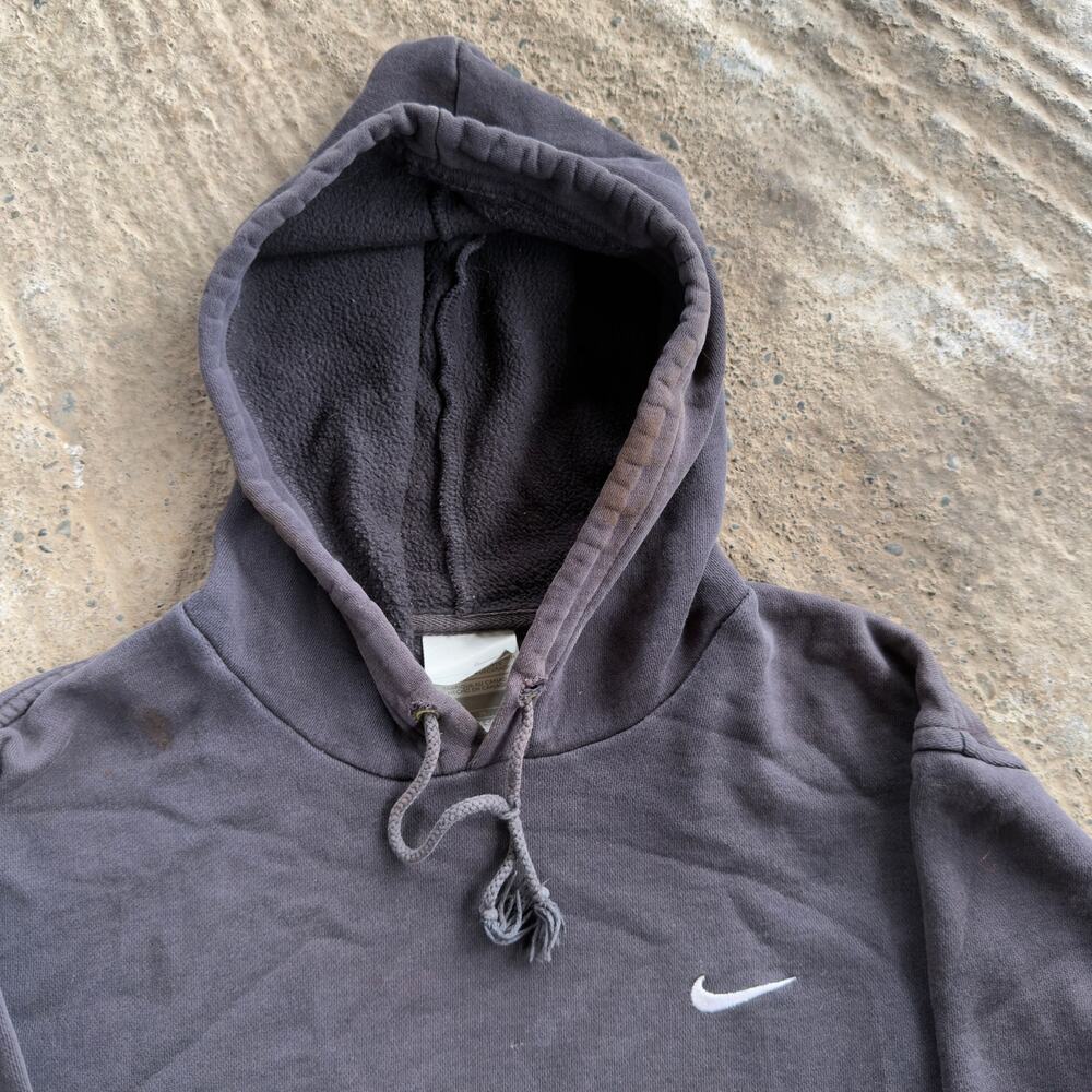Vintage 00s Nike Hoodie Black Essential Swoosh Blank Men's Medium Y2K Pullover